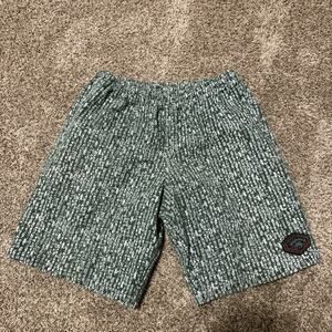 Vtg 80s 90s GECKO Hawaii Abstract All Over Print Surf Shorts Men’s L Green